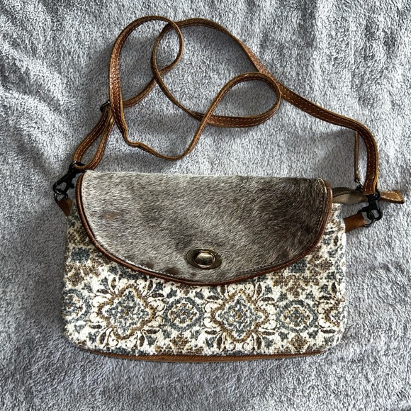 Myra Bag Handbags - Myra Bag Brown and Cream Crossbody